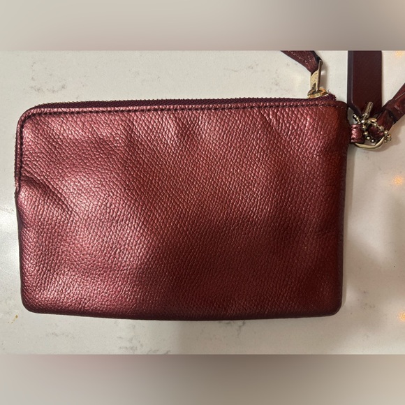 Coach Metallic Corner Zip Wristlet with Gold Logo - Picture 4 of 7